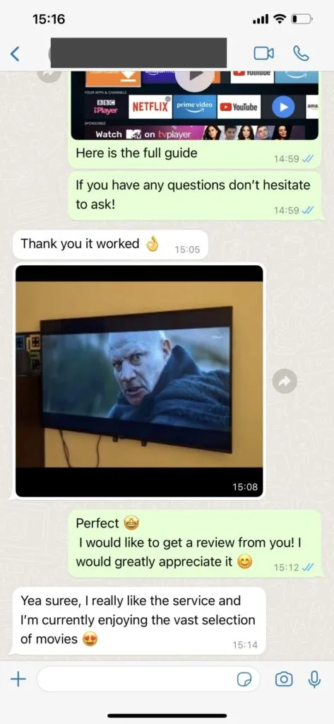 Customer support conversation screenshot 1