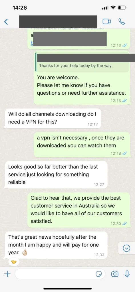 Customer support conversation screenshot 3